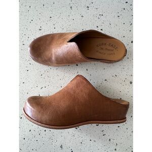 Kork-Ease Tan Brown Leather Slip-On Clogs Wedge Heel Casual Comfortable Size 7